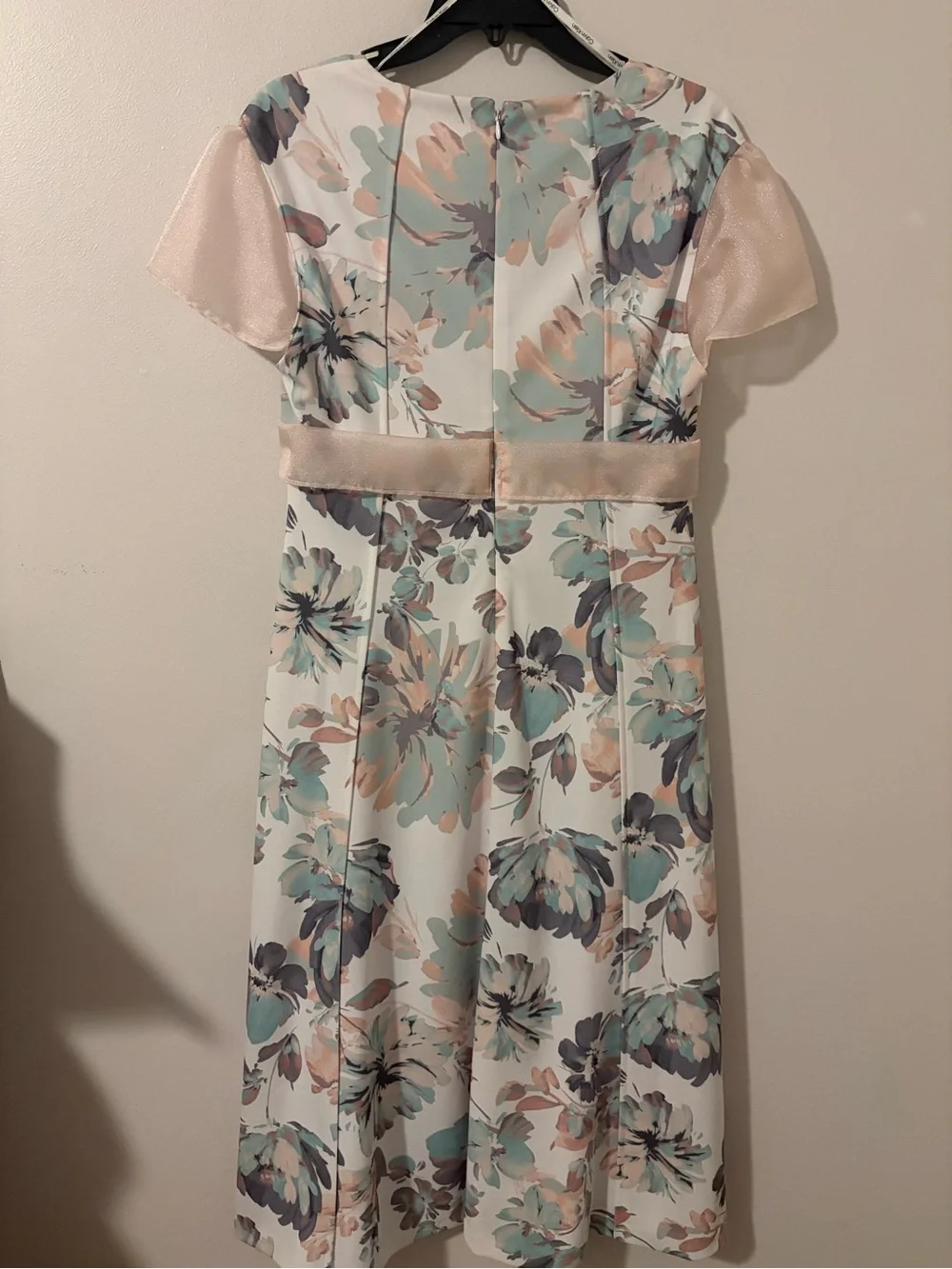 Calvin Klein Floral Midi Dress in Ivory, peach and Teal